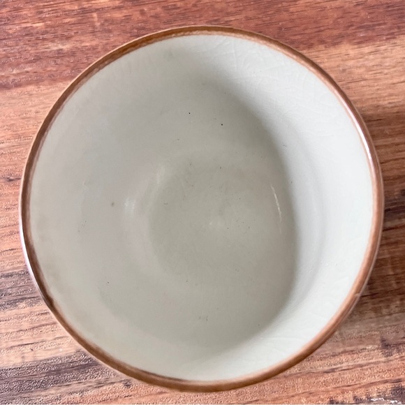 Vintage Otagiri Ceramic Japanese Teapot With 4 Cups Rattan Handle White Blue - Picture 8 of 15